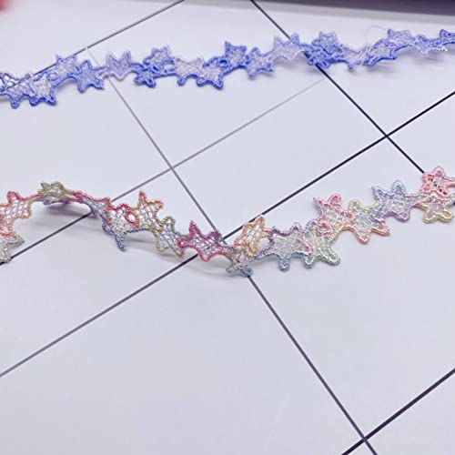 1Yards Embroidery Lace Fabric Star Cotton Lace Applique Ribbon Sewing Trim Guipure Rainbow Colors Laces For Clothes #TOP5