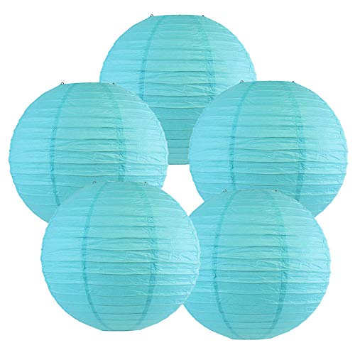 Just Artifacts 10-Inch Turquoise Chinese Japanese Paper Lanterns (Set of 5, Turquoise)