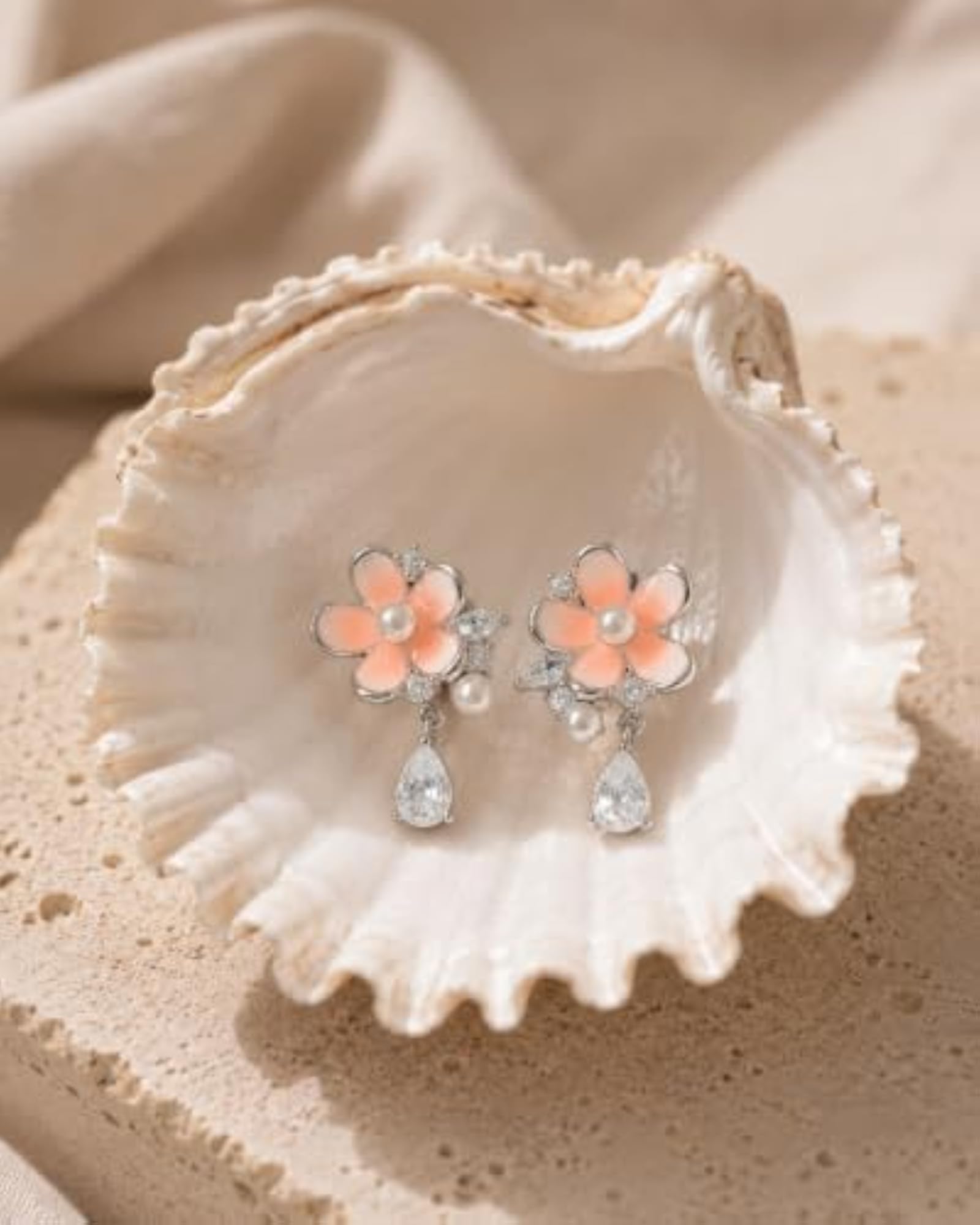 Women's Peach Blossom Pearl 925 Silver Screw Back Earrings