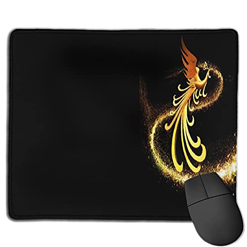 Preisvergleich Produktbild Dekoratives Gaming-Mauspad,Goldener Phönix,Bürocomputer-Mausmatte mit rutschfester Gummibasis