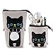 TOYESS Trousse à Crayons Télescopique en Toile Durable avec Motif de Chat Mignon - Etuis à Crayons pour Garçons Filles Etudiants et Fournitures de Bureau, Gris