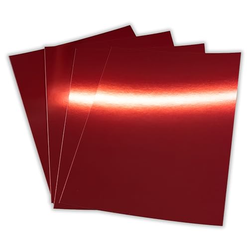 JamJar Print Red Mirror Card | 20 Sheets A4 280gsm | Made in The UK | Metalic Reflective Shiny Foil