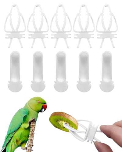 KAHZOR Pinces à Légumes & Fruits pour Oiseaux, Lot de 10 – Supports Alimentaires Sécurisés pour Cage à Perruches, Calopsittes. Maintien stable, Alimentation saine sans gaspillage.