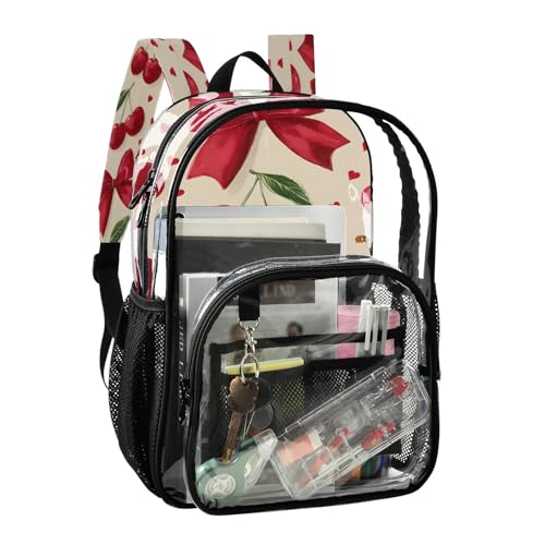 Clear Backpack for School Bow Cherry Transparent Bookbag for Girls See Through PVC Boy Backpacks2