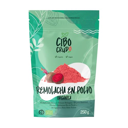 Remolacha en Polvo Ecológica - 250g. Polvo de Remolacha para Comer Cocida o Cruda. 100% Natural y Vegana sin Añadido Ideal para Colorear Alimentos.