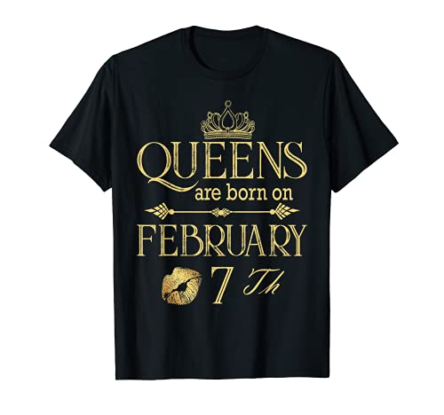 Funny Queens Nacieron En Febrero 7th Birthday Women Girl Camiseta