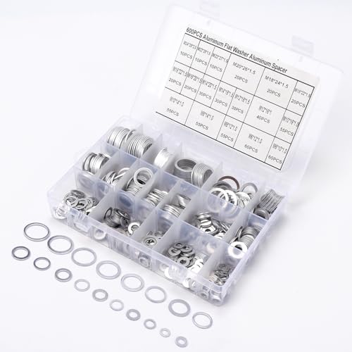 Image of 600pcs Crush Washer Oil Drain Plug, Oil Plug Crush Washers Oil Drain Plug Washer Oil Drain Plug Gasket Oil Plug Seal Copper Oil Plug Washer Automotive Engine Oil Plug Crush Washers