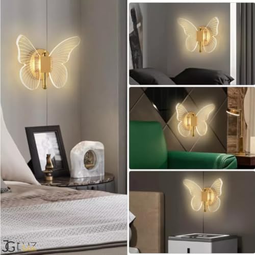 Luminária Arandela Dourada Borboleta Led 7w Parede 3 Cores