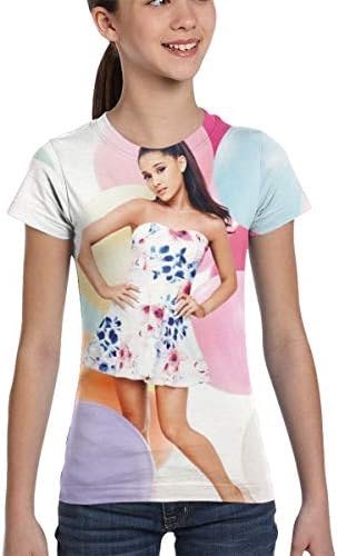 Aria_na Gran_de Girl's T Shirt Short Sleeve Summer Tee Graphic Fashion Tops Black