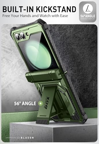 Image of i-Blason for Samsung Galaxy Z Flip 6 Case, ZFlip 5 /Flip7 FE Case, DarkGR | Built-in Screen Protector, Hinge Protection, Belt-Clip, KickStand