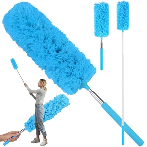 PARENCE.- Plumero telescópico de Microfibra, Extensible de 35 a 83 cm – Extractor de Polvo retráctil para Muebles, techos, candelabros, Coche – Limpieza de Polvo Multiusos