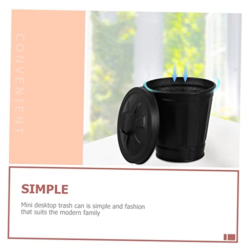 Image of jojofuny Outdoor Planters 2pcs Galvanized Trash Can, Mini Wastebasket Trash Can, Mini Tabletop, Office Countertop Buckets Multipurpose Container Flower Pot with Lid Indoor Planters