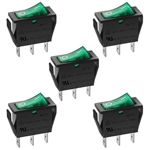 Heschen 5 x Wippschalter 16A grünes Licht