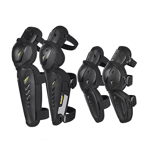 Knee and Elbow Pads Motorcycle Motorcycle Protective Gear for Adults All Seasonal Hard Collision Avoidance Motocross Racing Knee Protector Shin Guards (YEL*BLK)