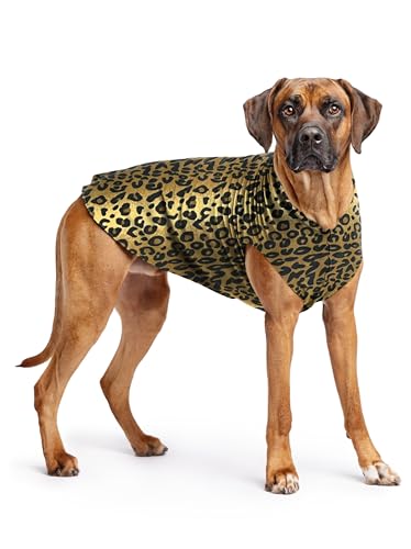 Image of Goldpaw Stretch Fleece Dog Sweater - with Spandex for 4-Way Stretch - Soft, Comfortable Dog Coat - Machine Washable - Made in the USA - Leopard - Size 26