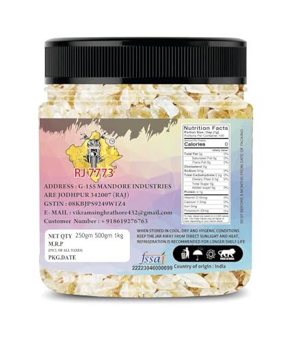 Image of RJ 7773 Organic Gond Katira Tragacanth Gum - Ayurvedic Heat Relief & Hydration Ingredient, Digestive Support, Fiber Rich Superfood for Drinks, Desserts (Gond Katira-500g)