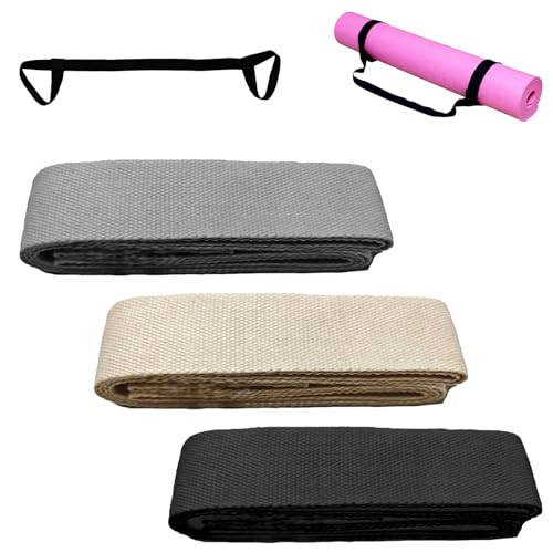 Yoga Mat Strap, 3Pcs Yoga Mat Carrying Strap Sling, Non Slip Exercise Mats Holder Multifunctional Portable Exercise Mats Carry Straps for All Mat Sizes(Black/Gray/White)