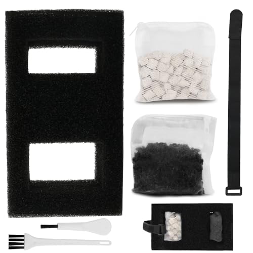 Aquarium Filter Media Set for Fluval SPEC EVO Betta and Flex Desktop Aquarium Series Includes 1 Biomax Filter Media 1 Carbon Filter Refills 1 Foam Filter 1 Filter Cord and 2 Cleaning Brushes
