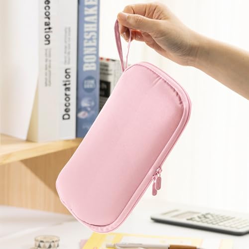 Image of iSuperb Pencil Case Portable Pencil Pouch Large Capacity Pen Bag Handheld Pen Case Cosmetic Stationery Storage for Women Adult (Pink)