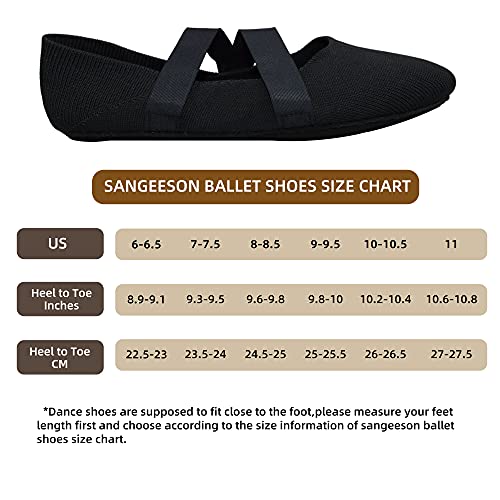 Ballet Shoes for Women( Leather Full Sole, Arch Support, Breathable), Yoga Socks for Men, Jazz Shoes, Ballerina Shoes, Dance Shoes Women for Beginner, Barre Slipper Socks for Pilates Size 8-8.5, Black