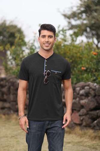 YawYews Men's Henley Shirts Short Sleeve Casual Button T Shirts Lightweight Classic Tee Shirts with Pocket3