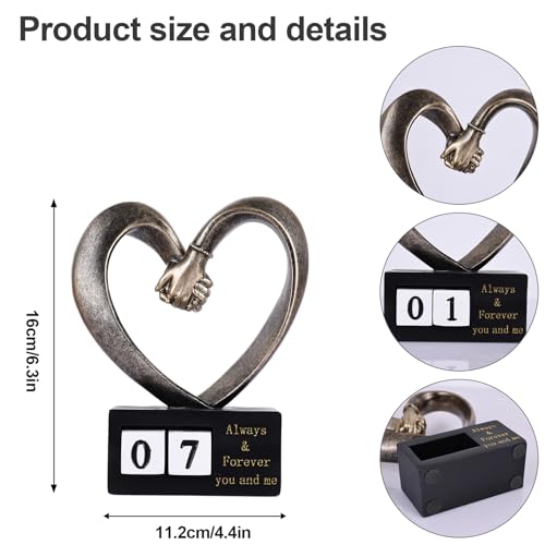 Hand Sculpture Kit for 2 Hands Statue, Bronze Finish Resin Love Heart Sculpture, 1st to 50th Wedding for Couple Wife,Statues for Home Decor,Anniversary Romantic - Image 3