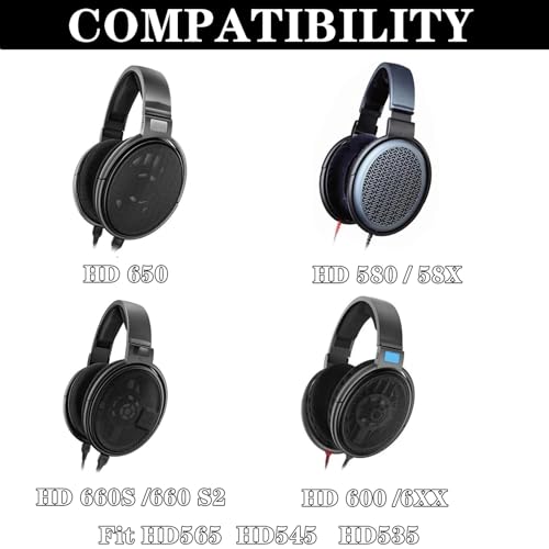 Repuesto Cooling Gel Earpads compatible con audífonos Sennheiser HD650, HD660 S, HD6XX, HD 660S2, HD600, HD58X, HD580, HD565, HD545, HD535 con espuma de memoria de alta densidad y tela de seda fría miniatura 2