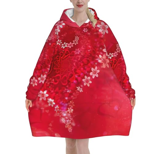 Couverture à capuche imprimé cœur EdWal, plaid en peluche douce pour femme et adulte