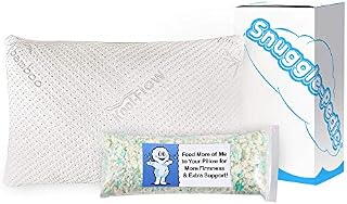 Snuggle-Pedic Ultra-Luxury Bamboo Shredded Memory Foam Pillow Combination with Adjustable Fit and Zipper