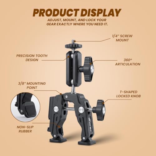 Image of Hiffin HF-17 Magic Arm with Super Clamp for Camera, Monitor, Mobile & LED Light | 360 Ball Head | 1 /4 inch & 3 /8 inch Thread Mount | Aluminium Alloy Articulating Arm for Photography & Video Shooting