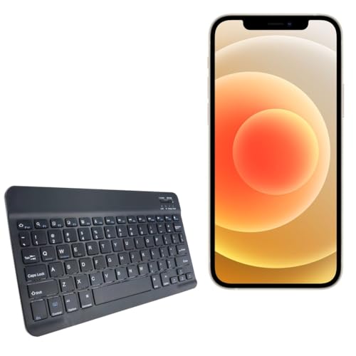 BoxWave Keyboard Compatible with Apple iPhone 12 mini - SlimKeys Bluetooth Keyboard, Portable Thin with Chiclet-Style Keys - Jet Black