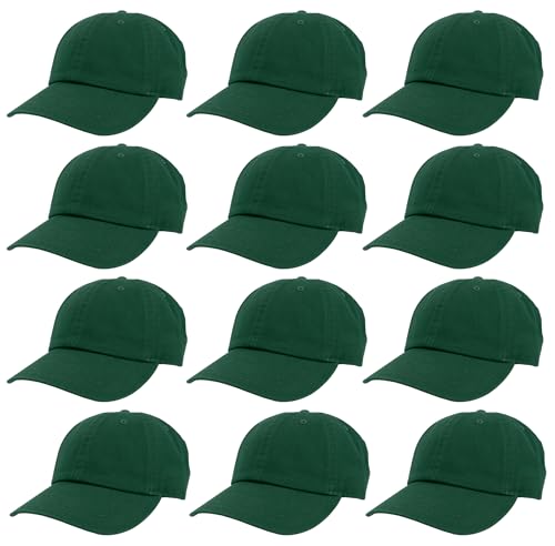 Image of Gelante Baseball Caps Hats 100% Cotton Plain Blank Adjustable Size Wholesale Bulk of 12 Pack