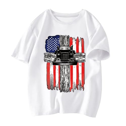 Image of Boys 4th of July Shirts-Toddler Girls Patriotic American Flag Tees Kids Memorial Day USA T-Shirts 2-7T