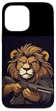 Cool Lion with Gun per Shotgun e Safari Tour Lovers Custodia per iPhone 13 Pro Max