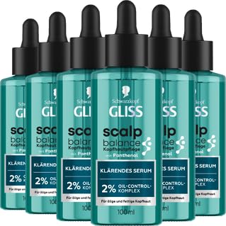 GLISS Scalp Balance Klärendes Serum (6x 100 ml), Haarserum mit Panthenol und 2% Oil-Control-Komplex, Kopfhaut Serum gegen ölige und fettige Haare, reduziert die Talgproduktion