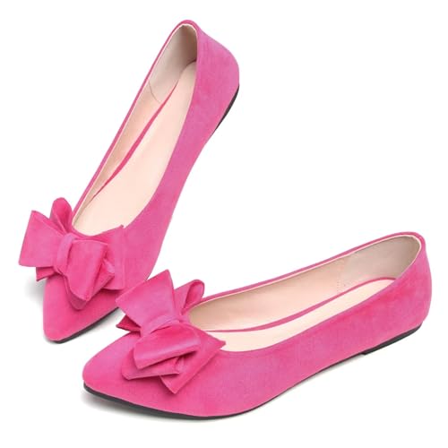 Image of TN TANGNEST Women's Flats Comfortable Dressy Slip On | Pointed Toe Bow Ballet Shoes, Business Casual Office Flats, Suede Flat Shoes