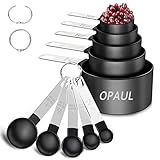 Measuring Cups and Spoons Set, 10 Pieces Stackable Stainless Steel Handle Accurate Tablespoon for...