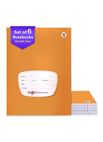 TARGET PUBLICATIONS Target Small Notebooks Double Line (172 Ruled Pages) | Soft Brown Cover | 18 cm x 24 cm Approx | Writing Books with Page Numbers | Pack of 6 Books | GSM 58