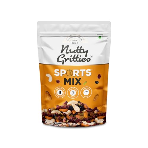 Image of Nutty Gritties Sports Mixed Nuts and Dry Fruit 200g (Pack of 2) - Roasted Almonds, Cashews, Pistachios, Dried Blueberries, Cranberries and Raisins, Healthy Snack for all | Resealable Pouch