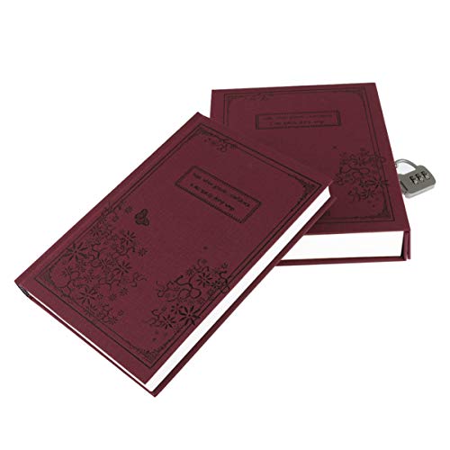 Beaupretty Portable Retro Style Hard Cover Retro Business Notebook with A Password Lock Diary Notebook Journal Notepad with Coded Lock (Wine Red) Cover