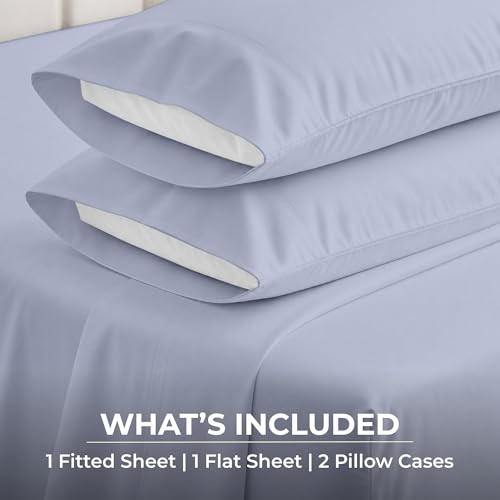 Image of SGI Split King Sheet Set for Adjustable Bed Egyptian Premium Cotton 600 Thread Count Sheets for Sleep Number Bed 15 inch Deep Pocket 5 Pc Set with 2 Twin XL Fitted Sheets Soft Breathable - Cornflower Blue
