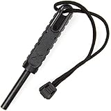 EXOTAC - polySTRIKER XL Ferrocerium Fire Starter with Snap-in Striker for Emergency Campfires and Hiking Survival Supplies (Black/Black)
