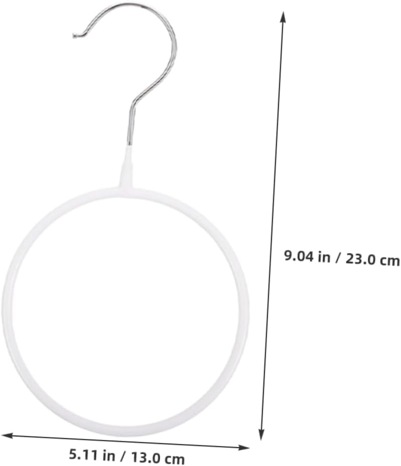 10 Piece White Iron Scarf Ring Organizer Rack with Hook