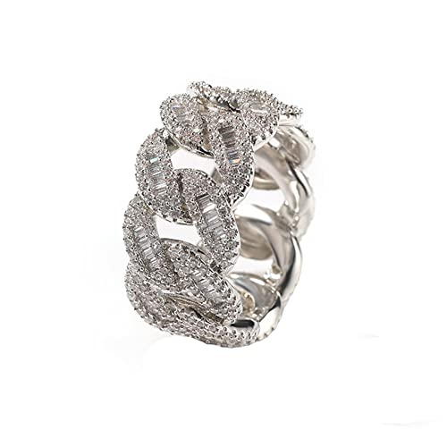 Bague gourmette pavée de zircones coupe baguette un éclat géométrique unique