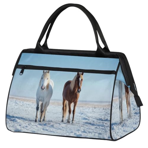 Bolsa de viaje de caballos invernales para mujer y hombre: maleta de gimnasio 24L