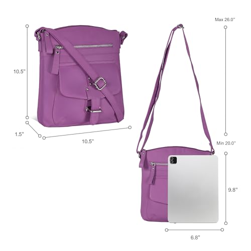 Image of Oak Leathers Leather Crossbody Bag For Women With Adjustable Sling Strap - Medium Size Crossover Shoulder Handbag Purse