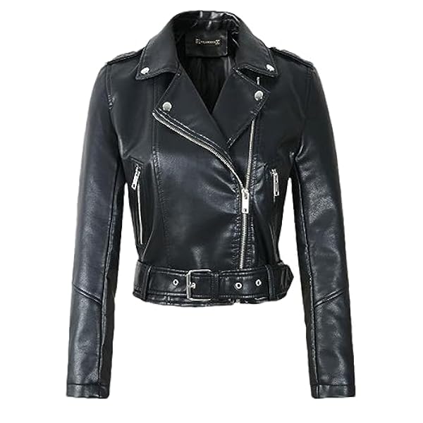 Adhdyuud Vrouwen Faux Zachte Lederen Korte Jas Klinknagel Epaulet Riem Rits Pu Motorfiets Jassen Bovenkleding