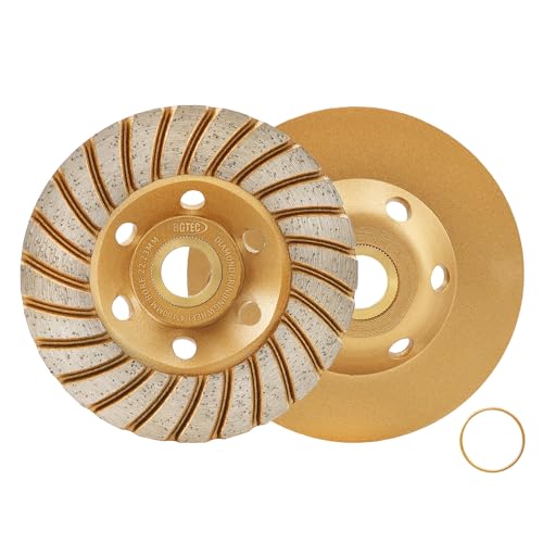 BGTEC Diamond Cup Grinding Wheel, 2pcs/4 Inch Turbo Row Concrete Diamond Grinder Disc for Polishing and Cleaning Granite Marble Masonry Stone(2pcs)