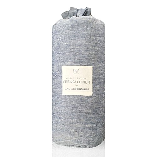 Lausonhouse Linen Sheet Set,Luxurious 100% Pure French Linen Sheet Set, Deep Pocket,4 Pieces Bedding Set - King Chambray Blue