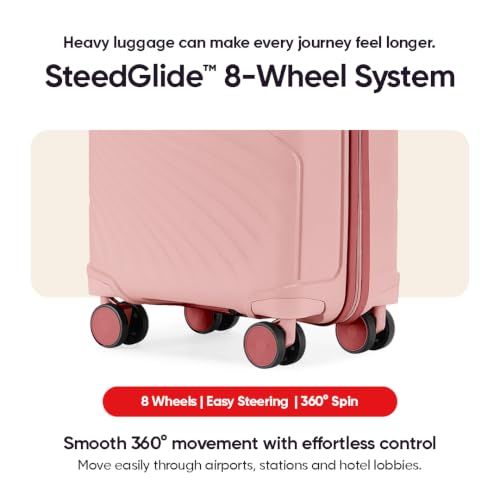 Image of Meridian Medium Check-in Suitcase 65 cm 24 inch Polypropylene Hard Trolley, 8 Spinner Wheels, 2-Pocket Convipack, Recessed Number Lock for Men & Women Blossom Pink /Megenta Pink